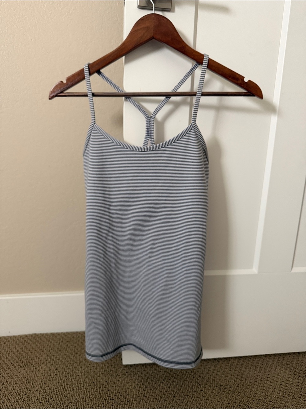 Lululemon Power Y tank grey and white stripped